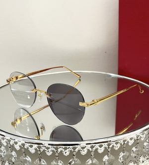 Luxury Round Frameless Retro Metal Sunglasses