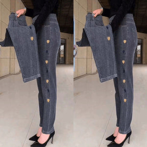 Women's Plus Size Thin High Waist Stretch Jeans