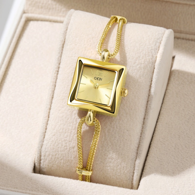 High-grade Simple Small Square Plate Alloy Bracelet Watch Antique Style