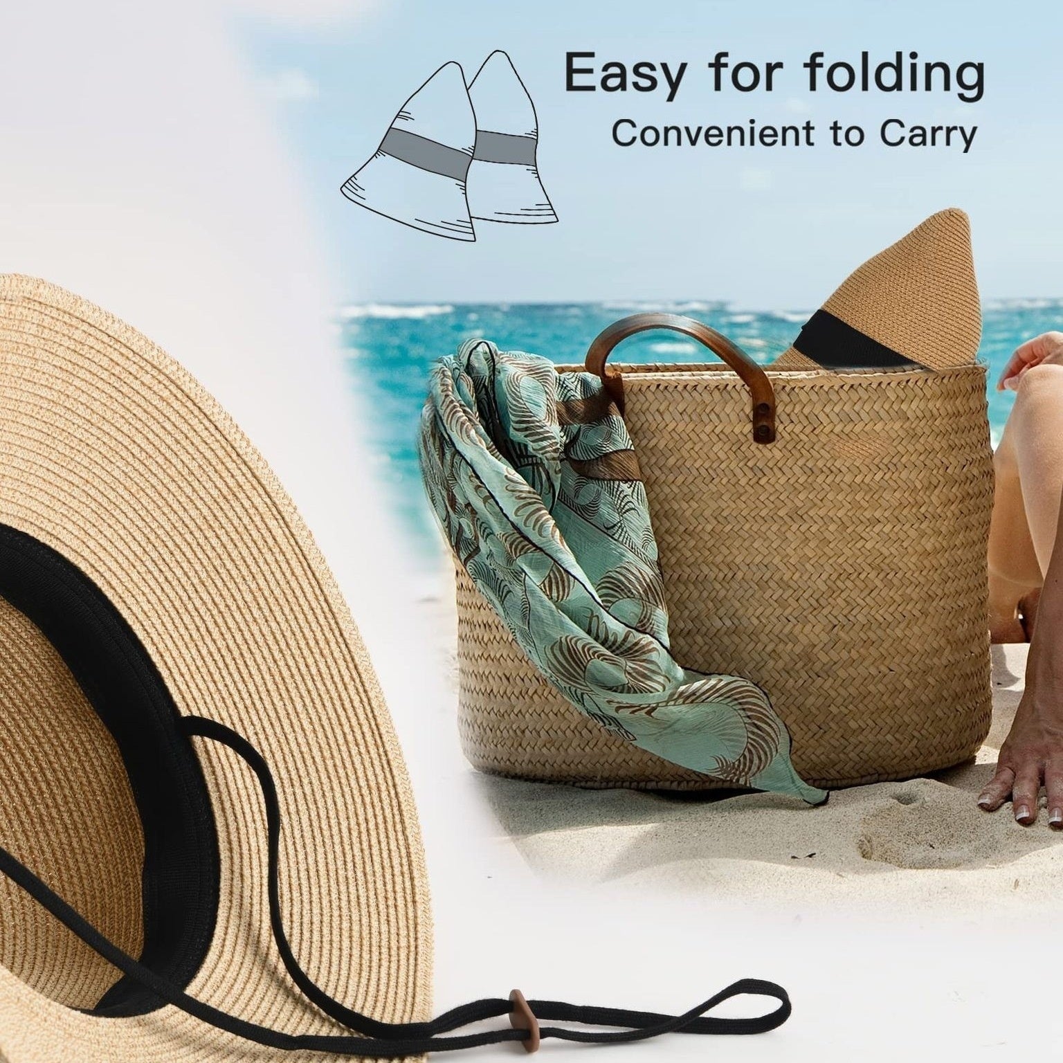 Women's Beach Wide Brimmed Sun Straw Hat