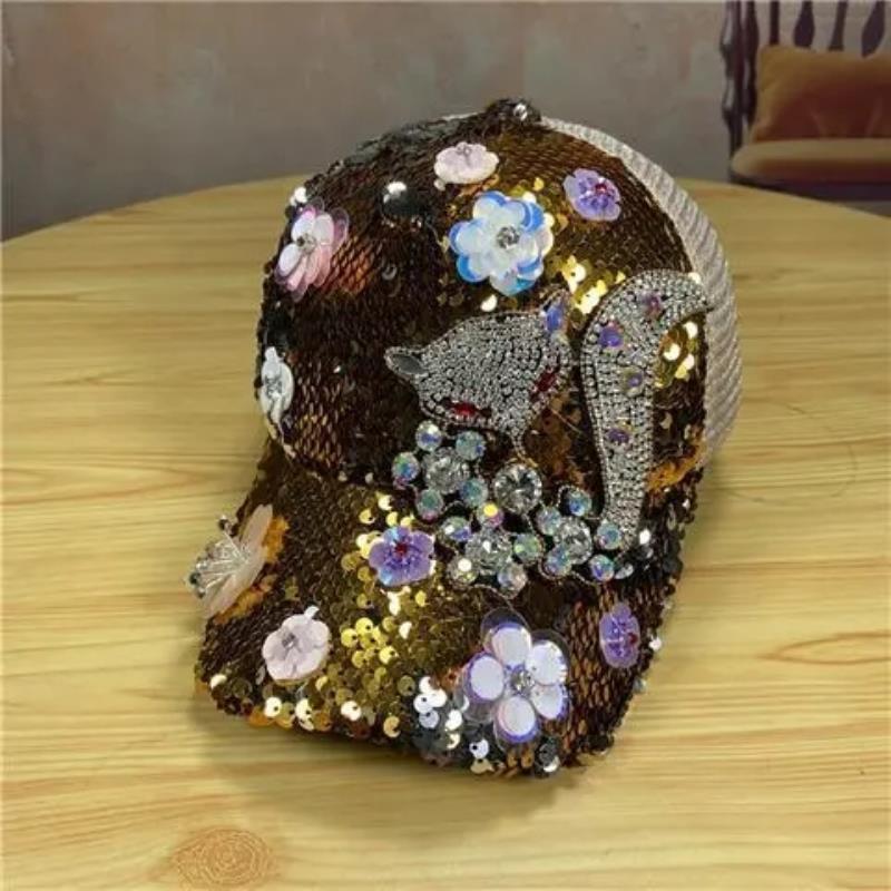 Summer Rhinestone Fox Flower Hat